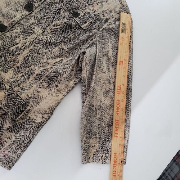 Chicos 2 Snakeskin Jacket Lightweight Metallic Linen Blend Womens Large - Picture 7 of 9